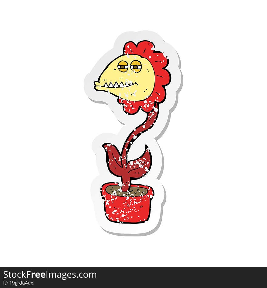 retro distressed sticker of a cartoon monster flower