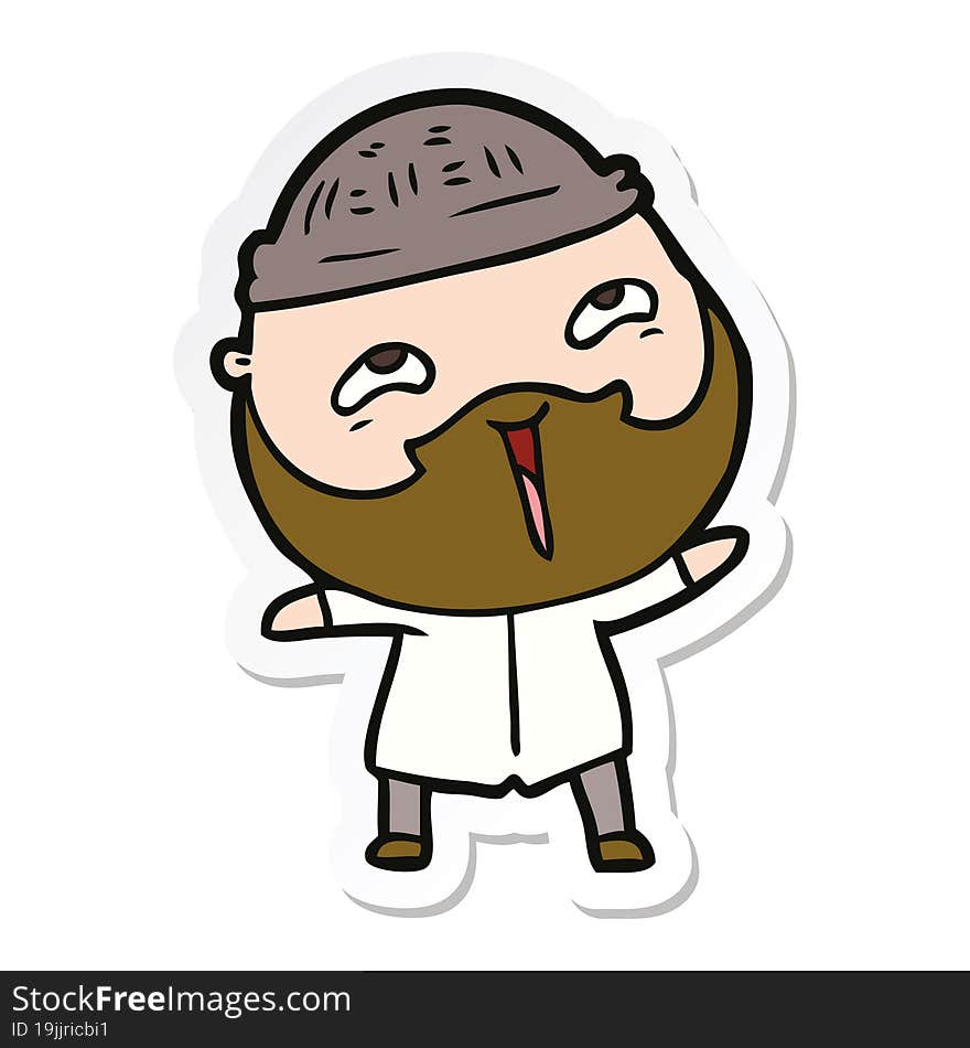 sticker of a cartoon happy bearded man