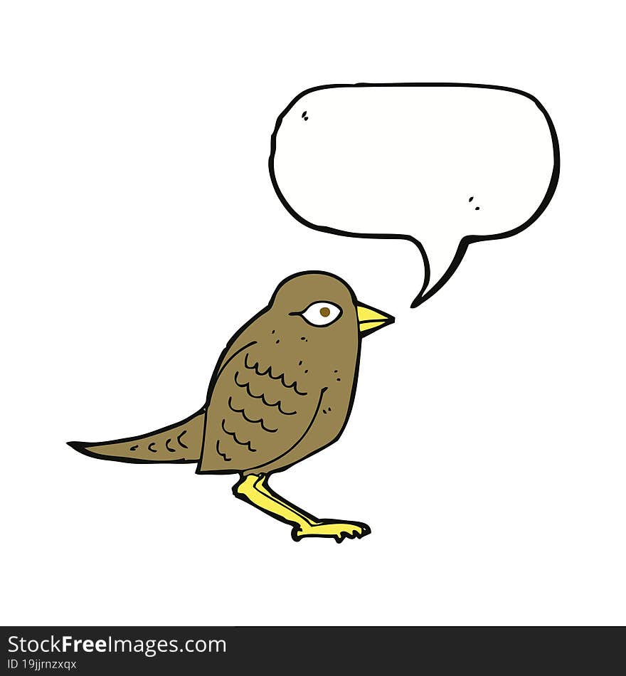 cartoon garden bird with speech bubble