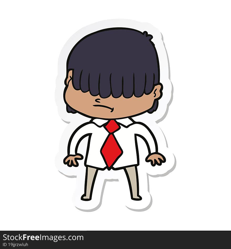 sticker of a cartoon boy with untidy hair