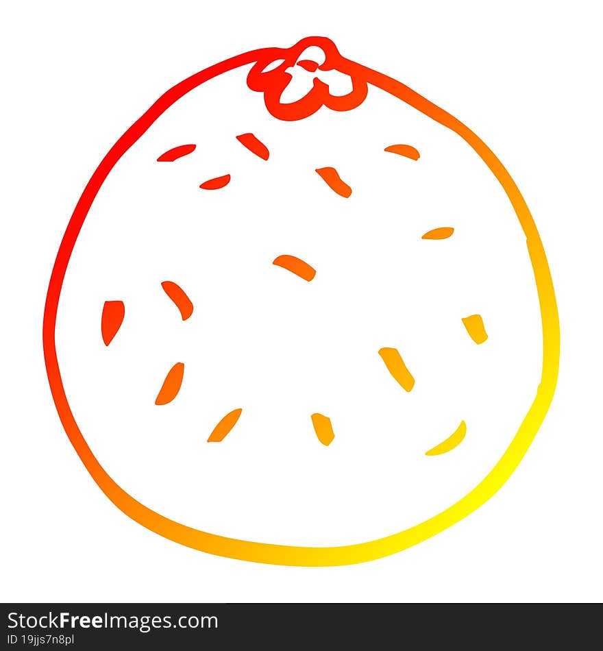 warm gradient line drawing of a cartoon citrus orange