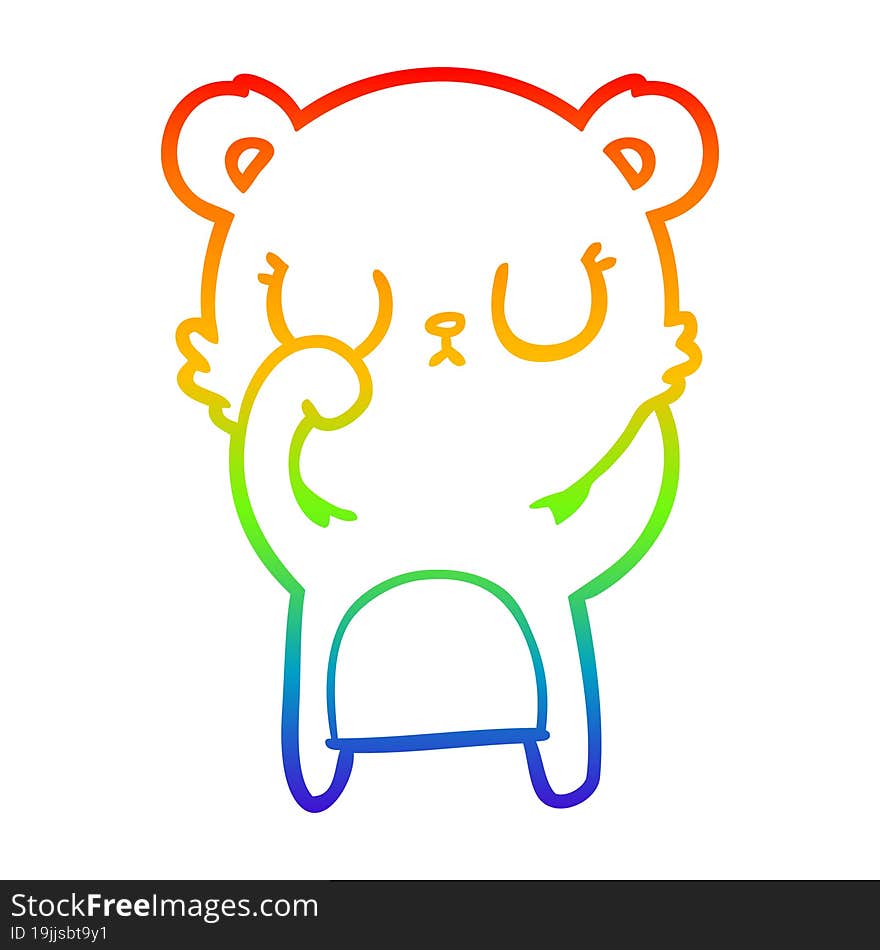 rainbow gradient line drawing peaceful cartoon bear