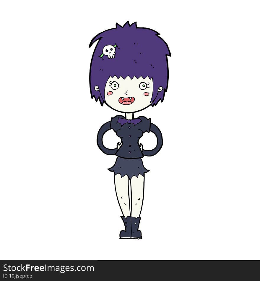 Cartoon Happy Vampire Girl