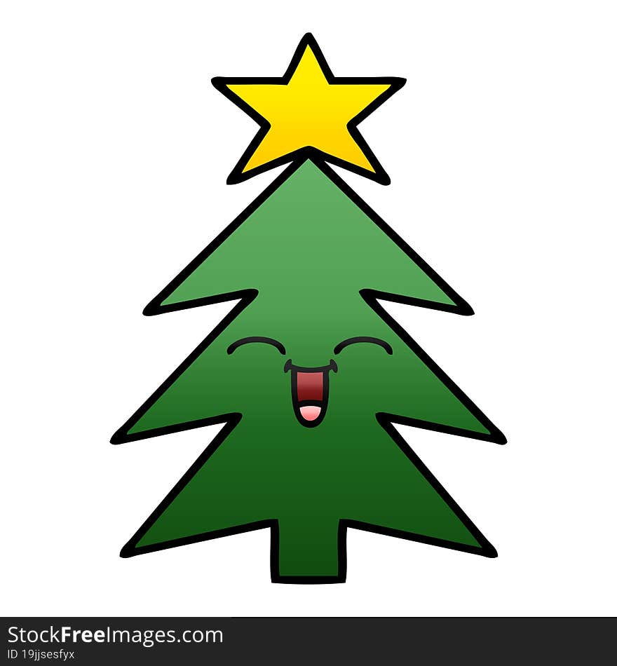 gradient shaded cartoon of a christmas tree