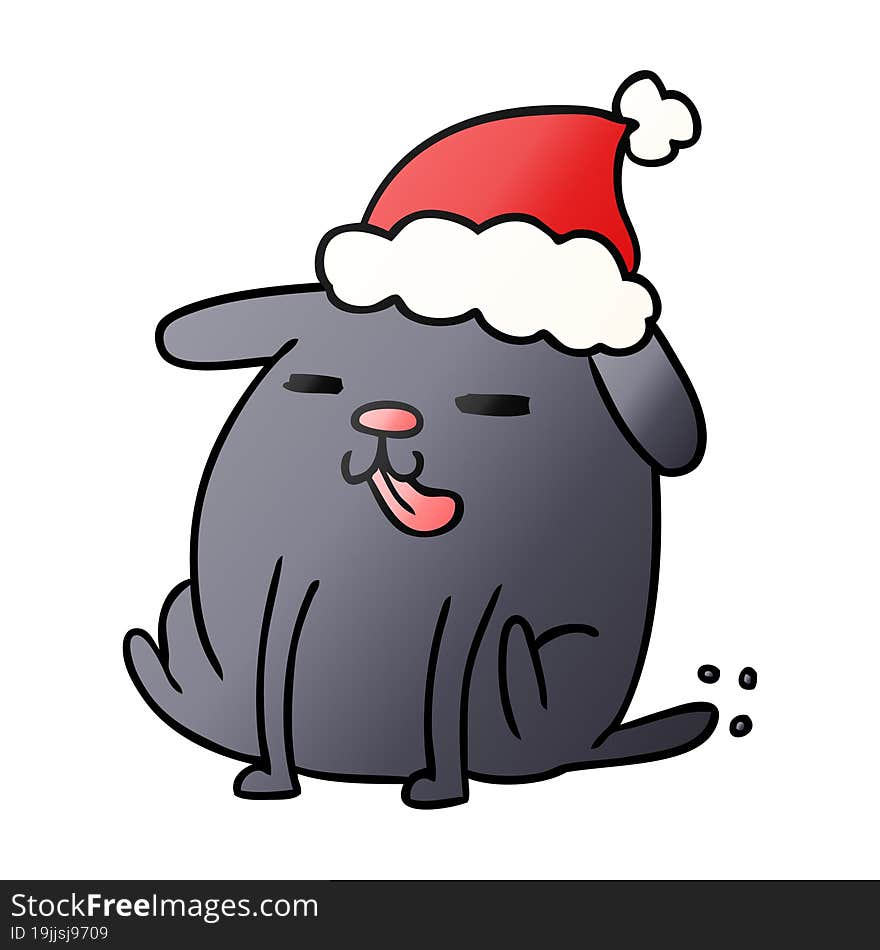 hand drawn christmas gradient cartoon of kawaii dog