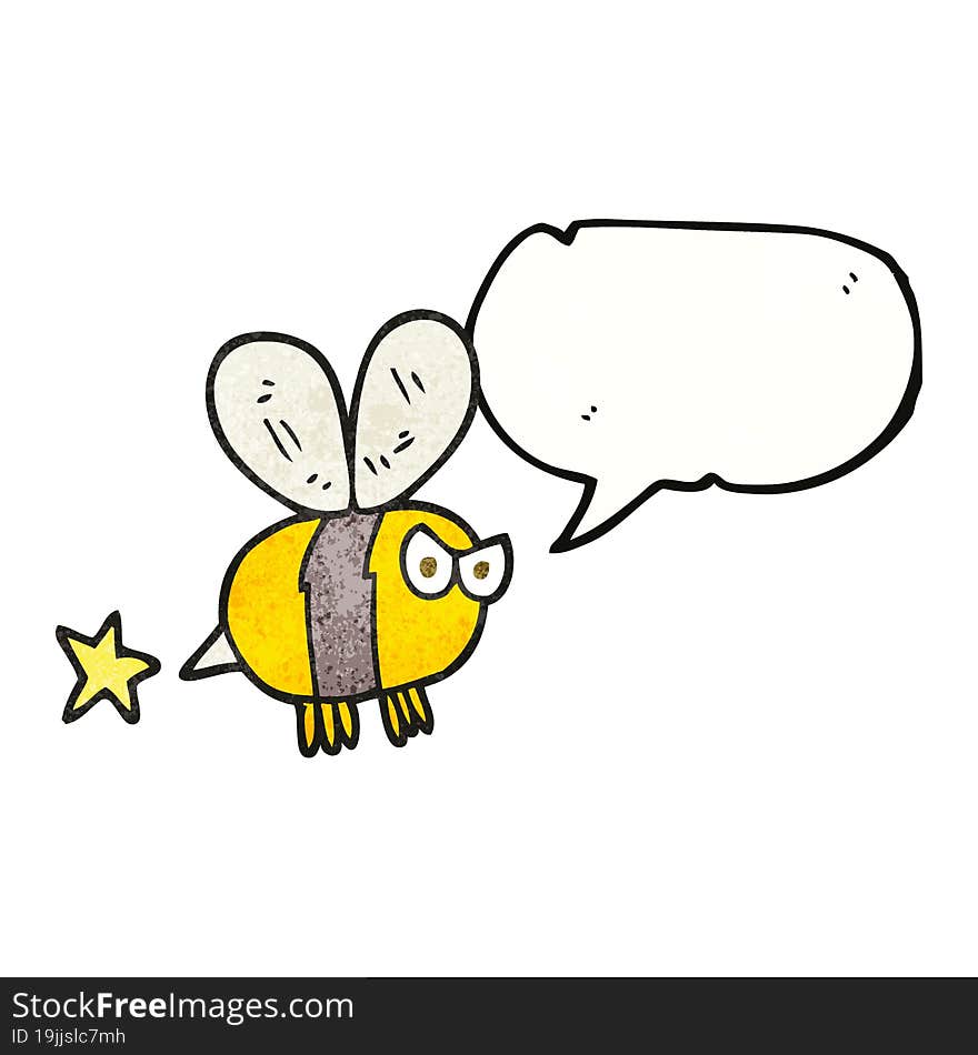 freehand speech bubble textured cartoon angry bee