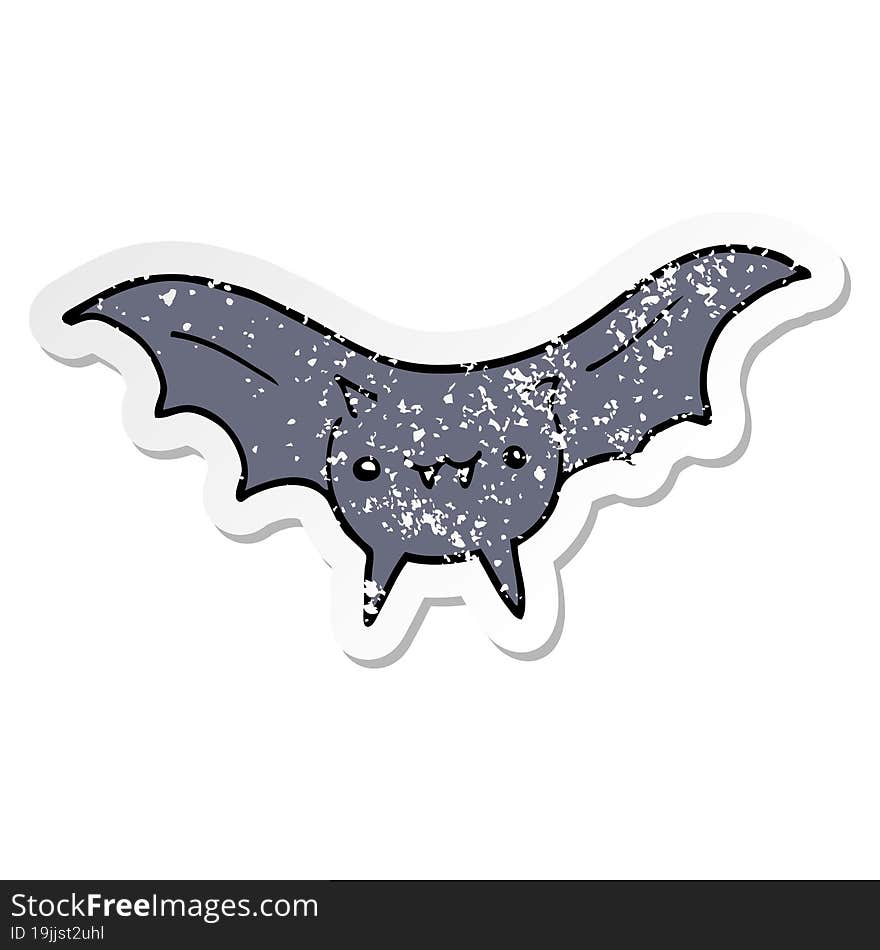 distressed sticker of a cartoon bat