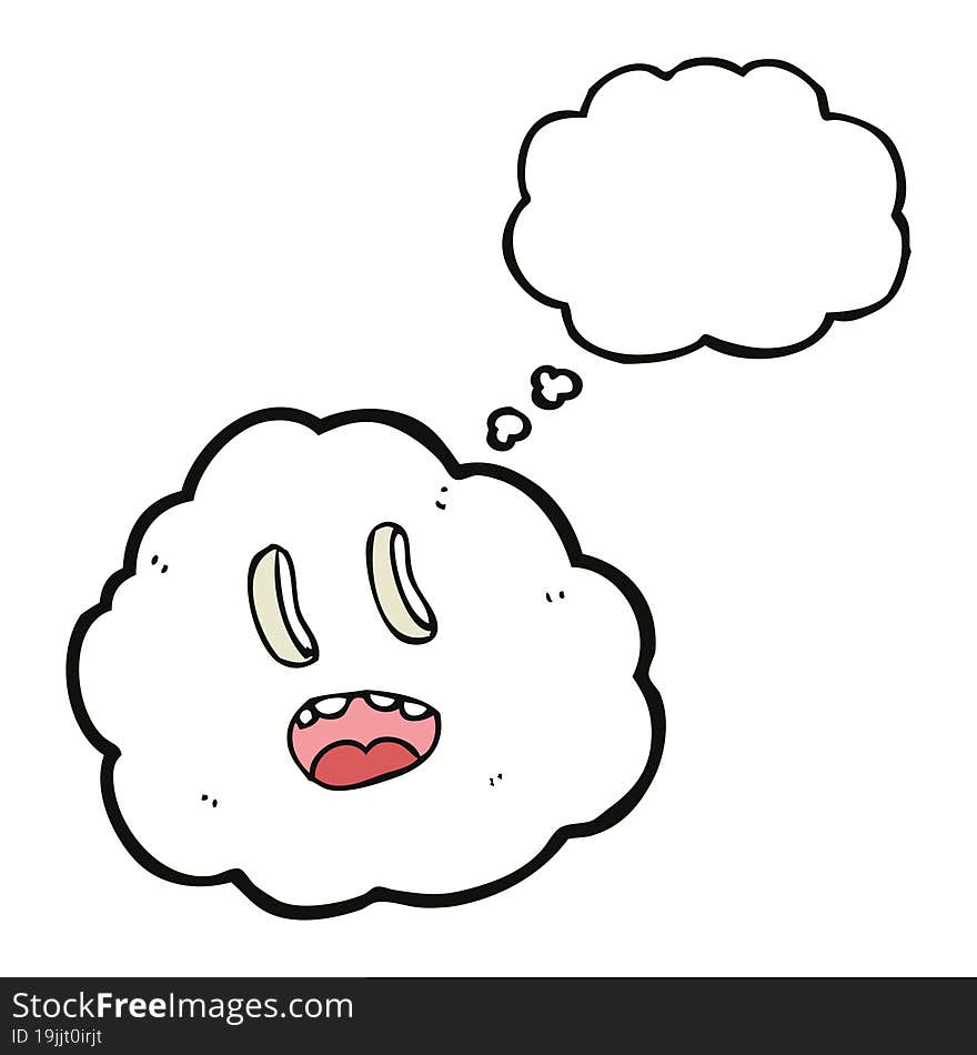 cartoon spooky cloud with thought bubble