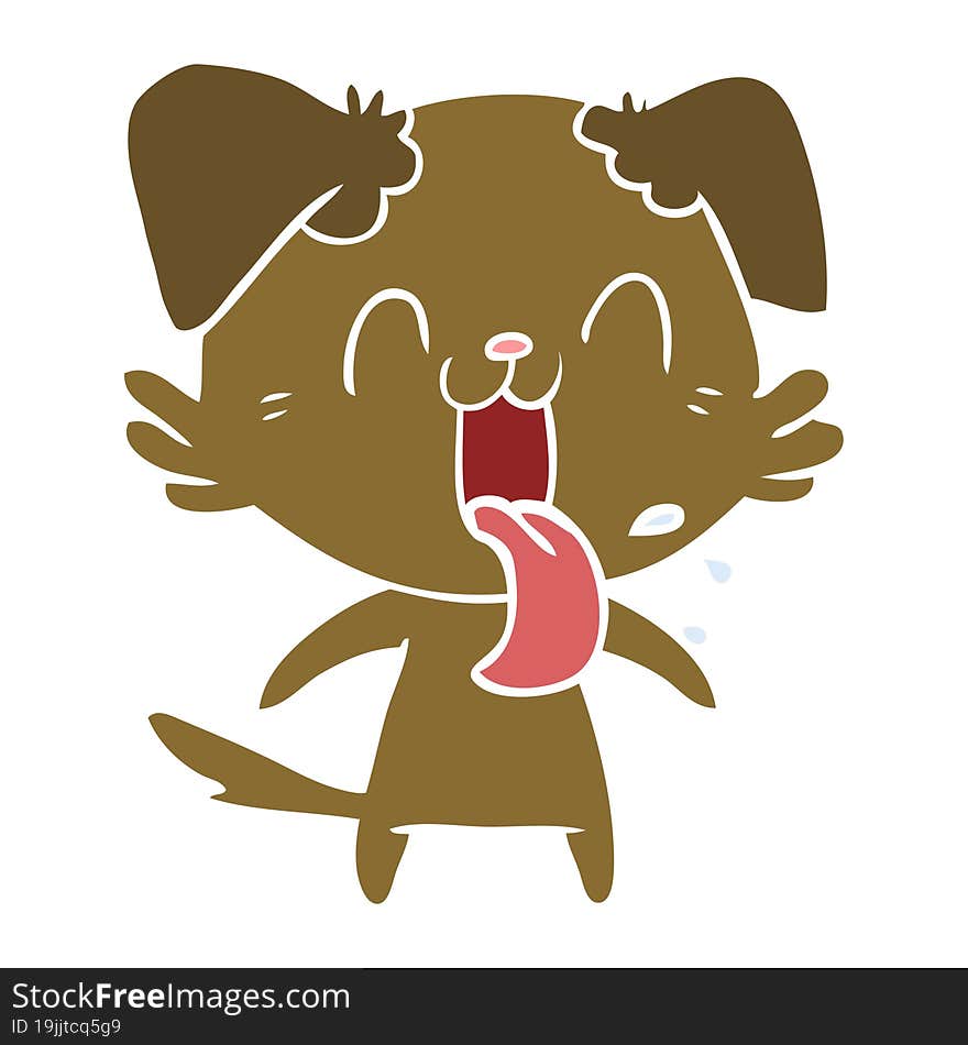 flat color style cartoon panting dog