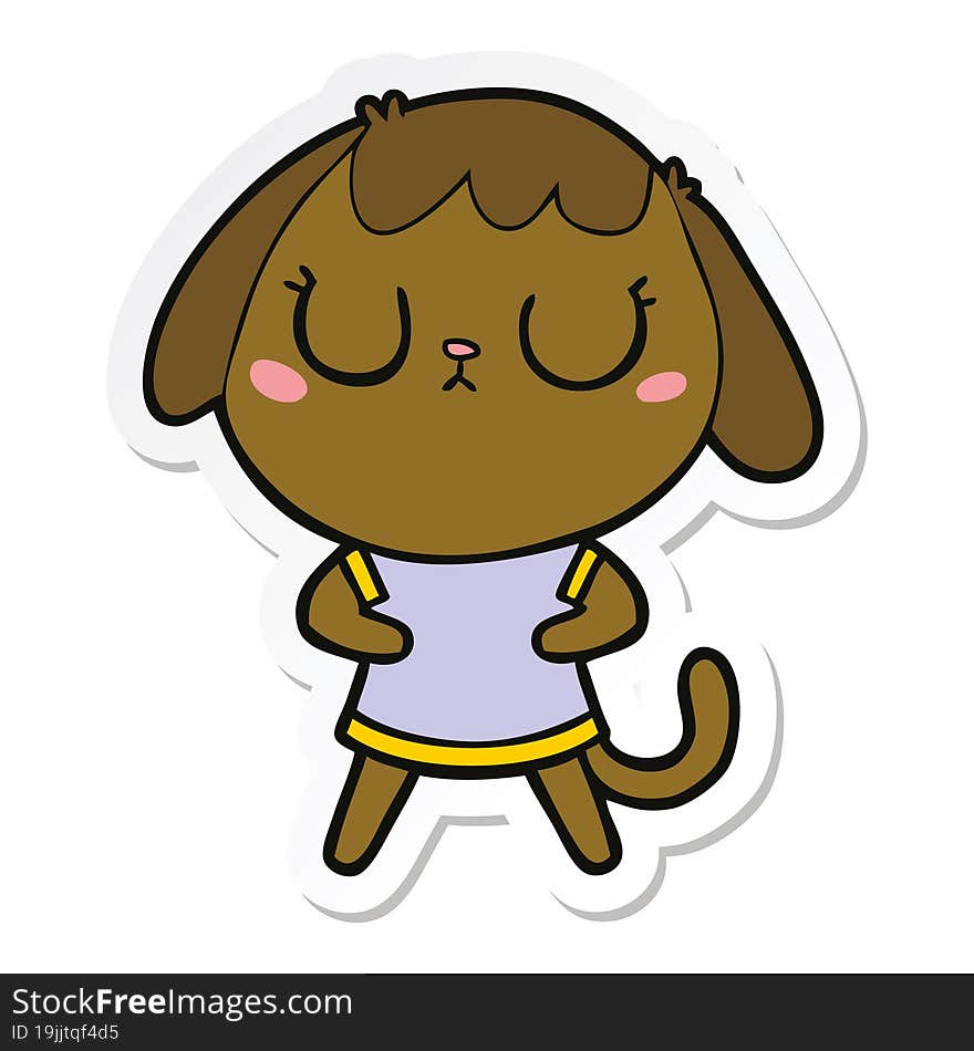 sticker of a cute cartoon dog