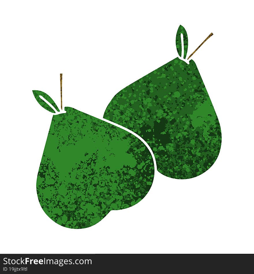 retro illustration style cartoon pears