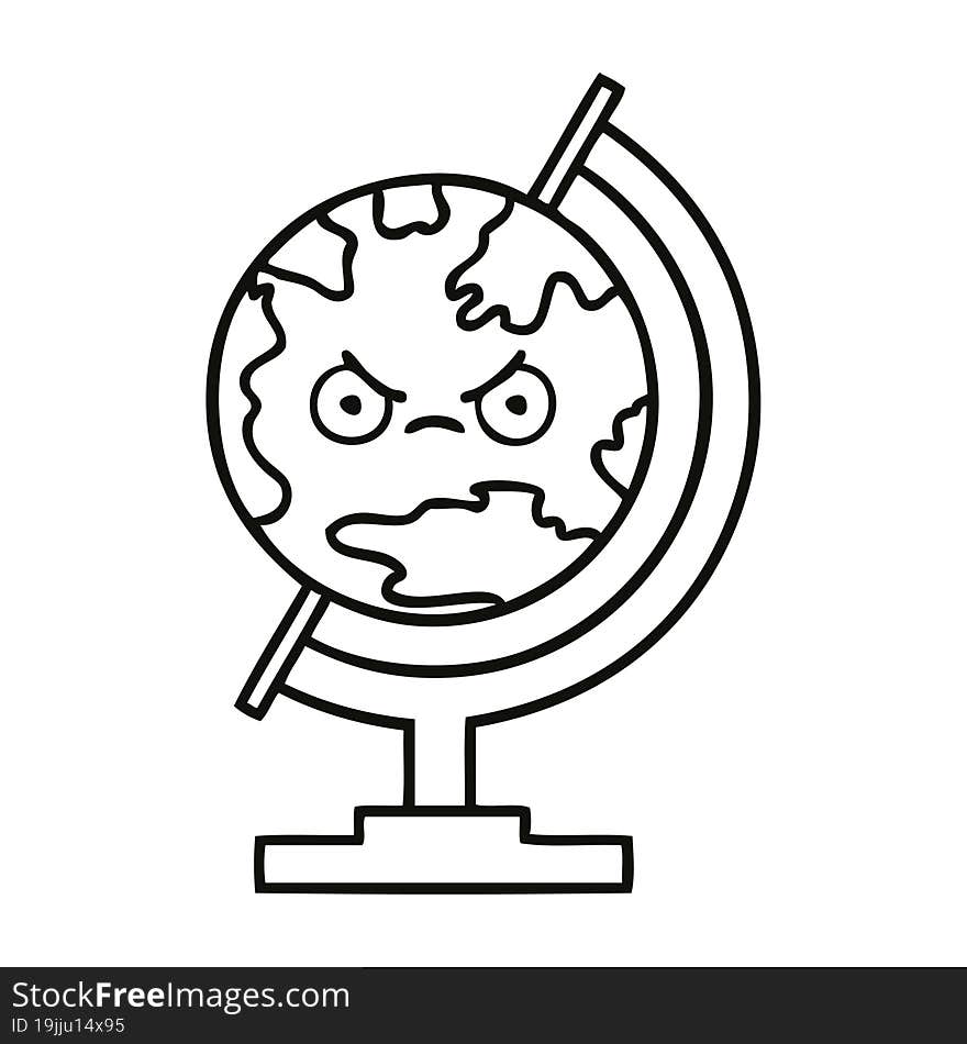 Line Drawing Cartoon Globe Of The World