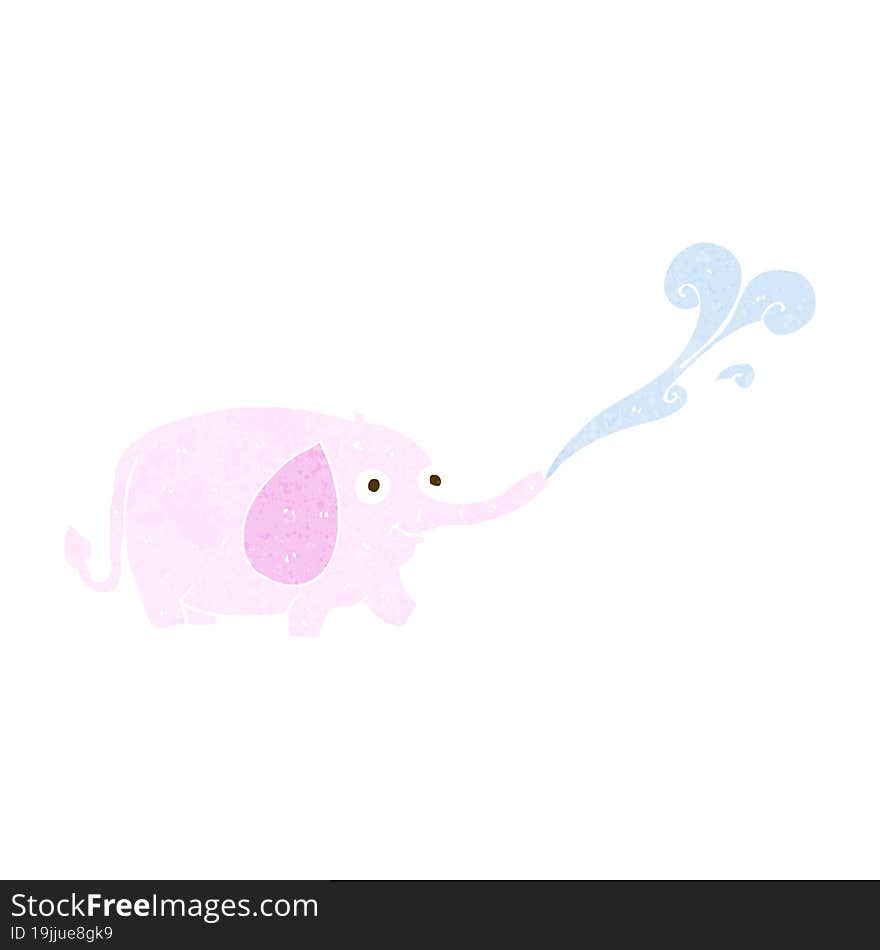 cartoon funny little elephant squirting water