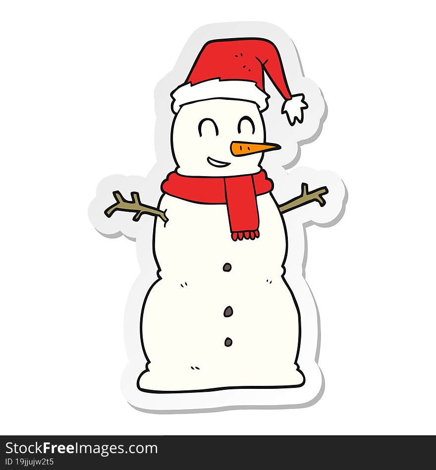 sticker of a cartoon snowman