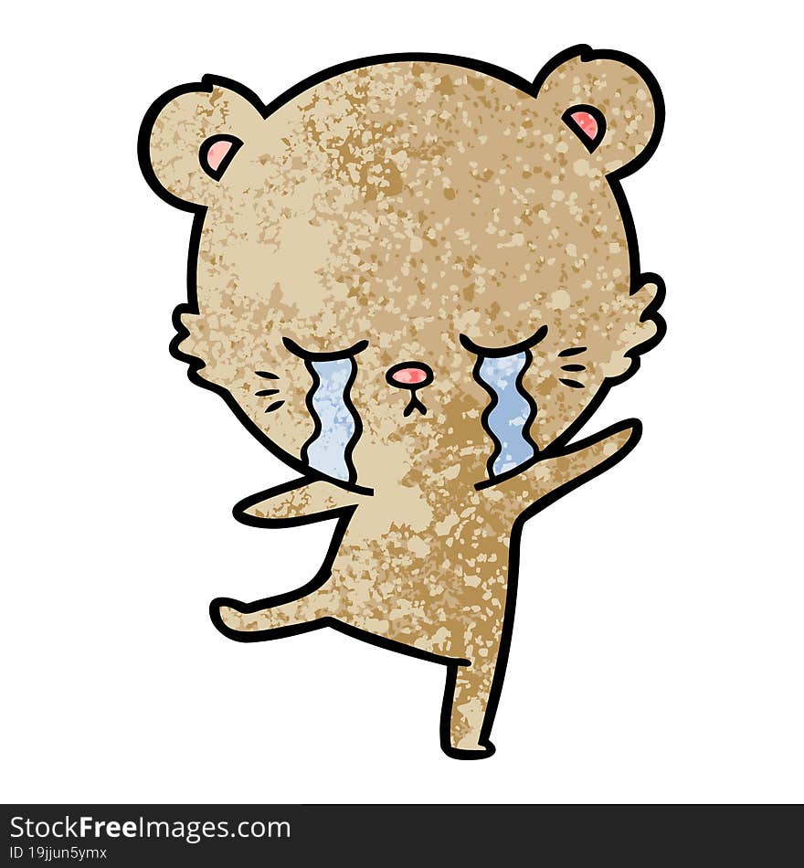 crying cartoon bear balancing. crying cartoon bear balancing