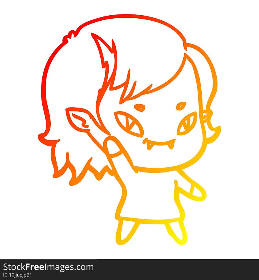 warm gradient line drawing cartoon friendly vampire girl