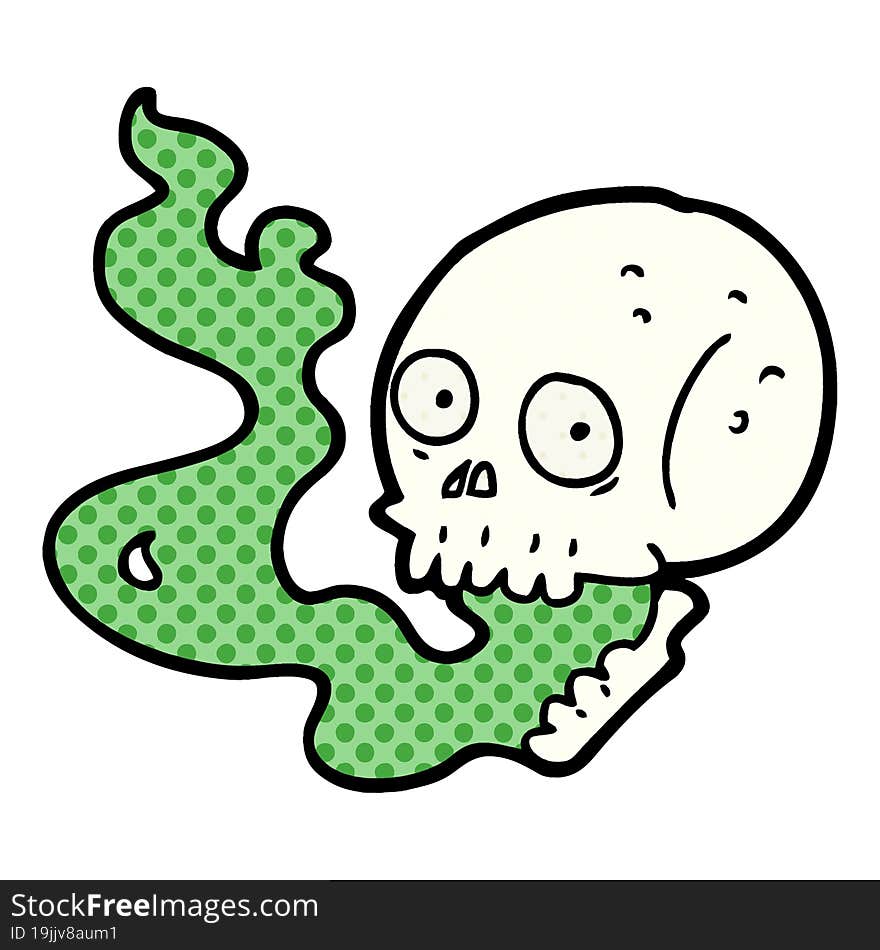 cartoon haunted skull. cartoon haunted skull