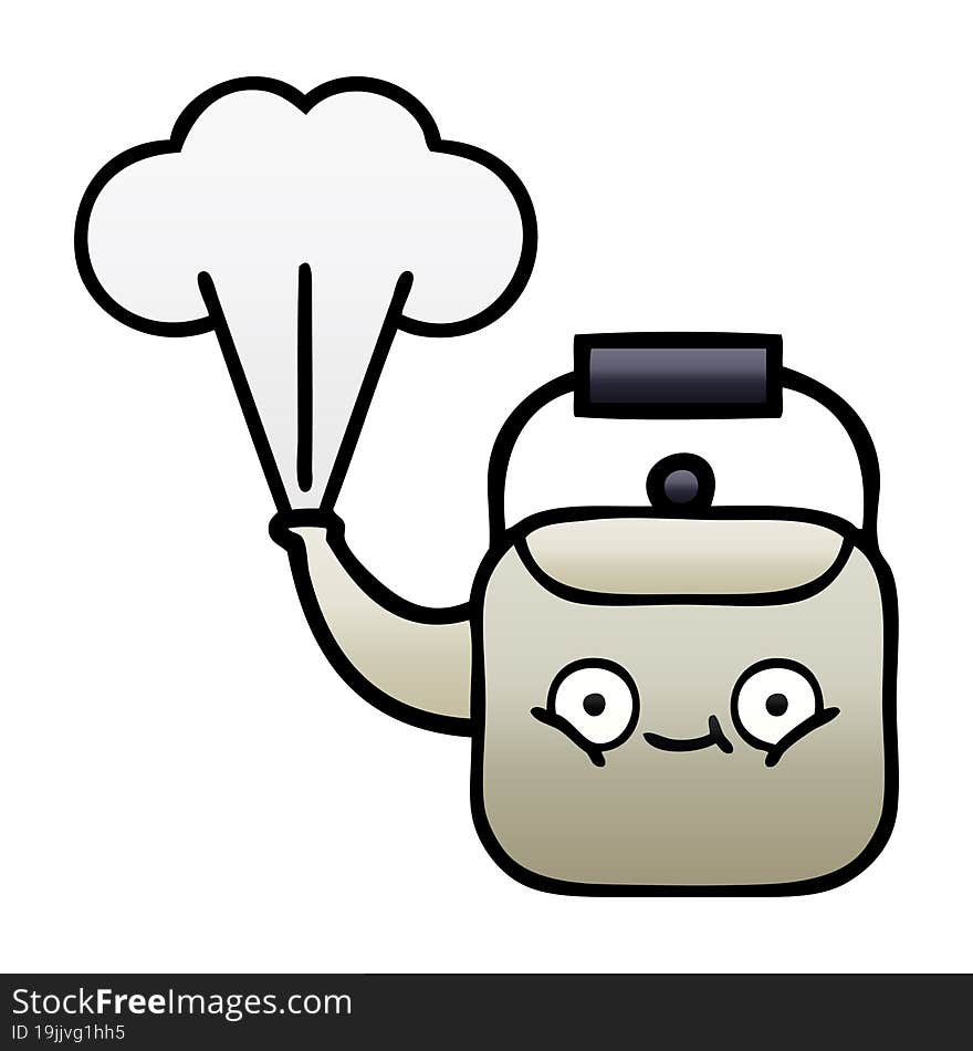 gradient shaded cartoon steaming kettle