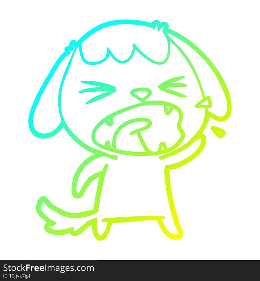 cold gradient line drawing of a cute cartoon dog barking