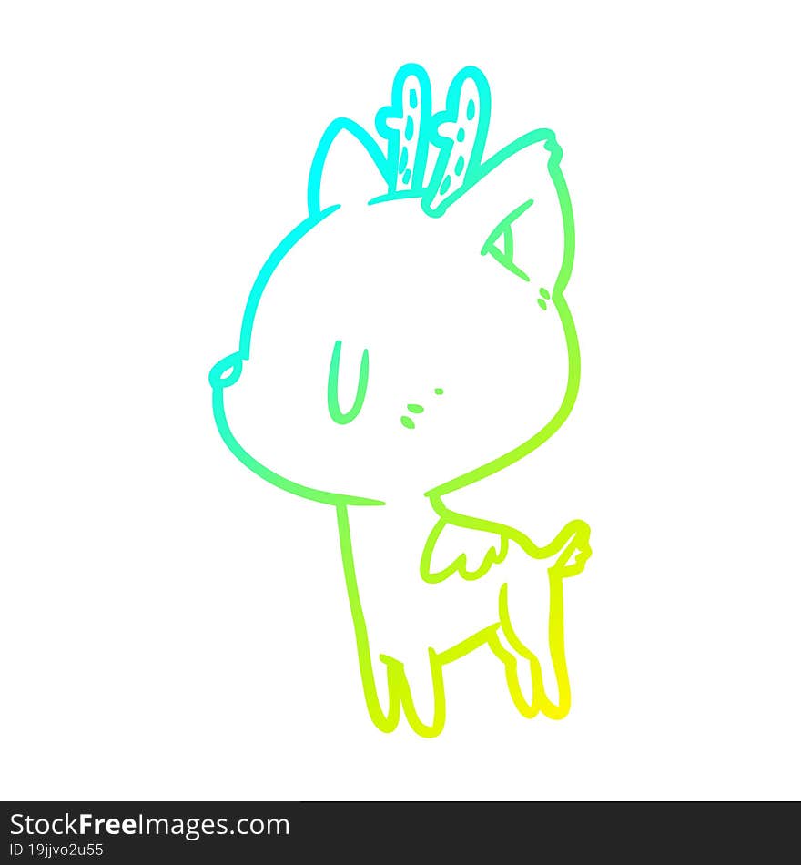 cold gradient line drawing cute deer