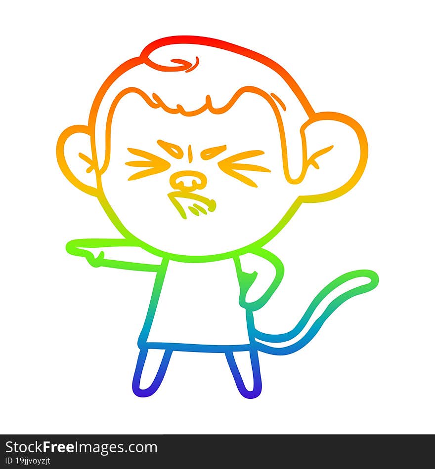 rainbow gradient line drawing cartoon annoyed monkey