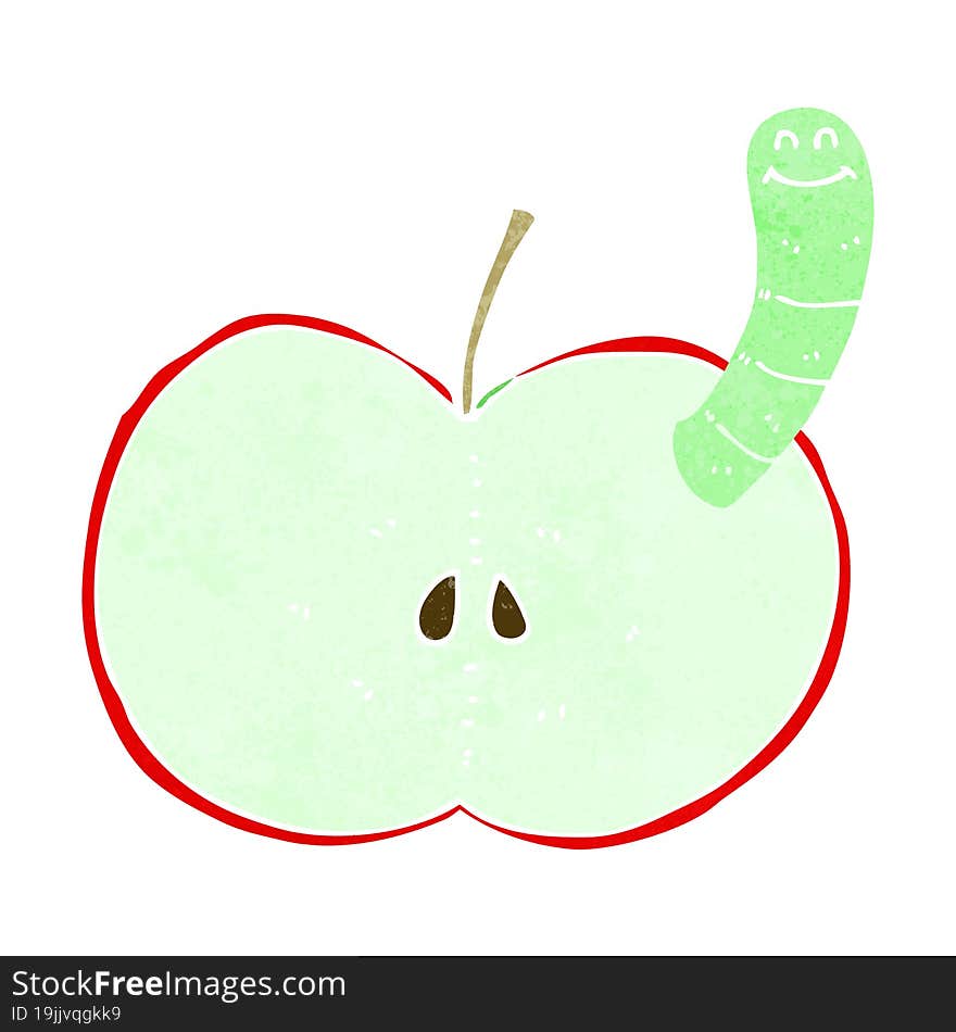 cartoon apple with worm