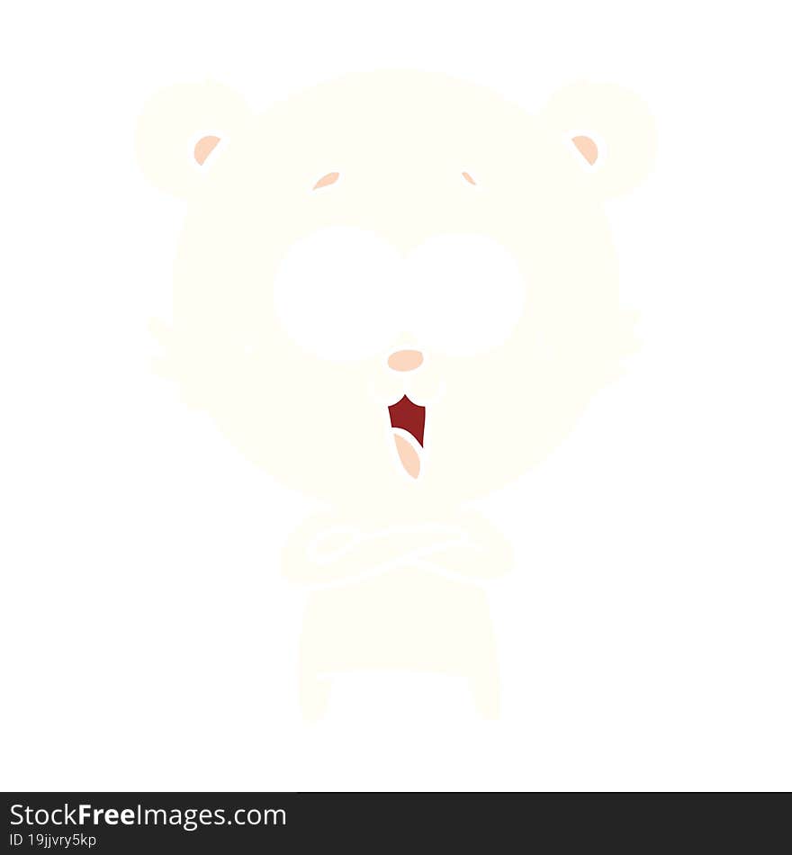 laughing teddy  bear flat color style cartoon