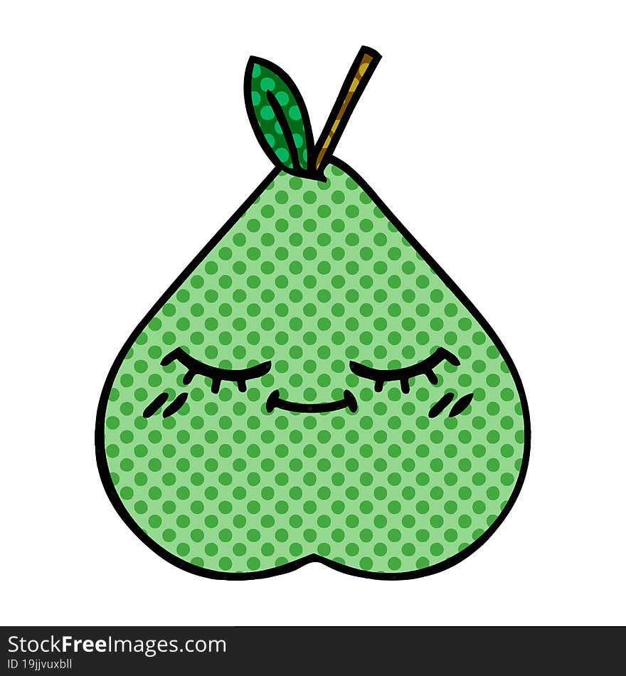 Comic Book Style Cartoon Green Pear