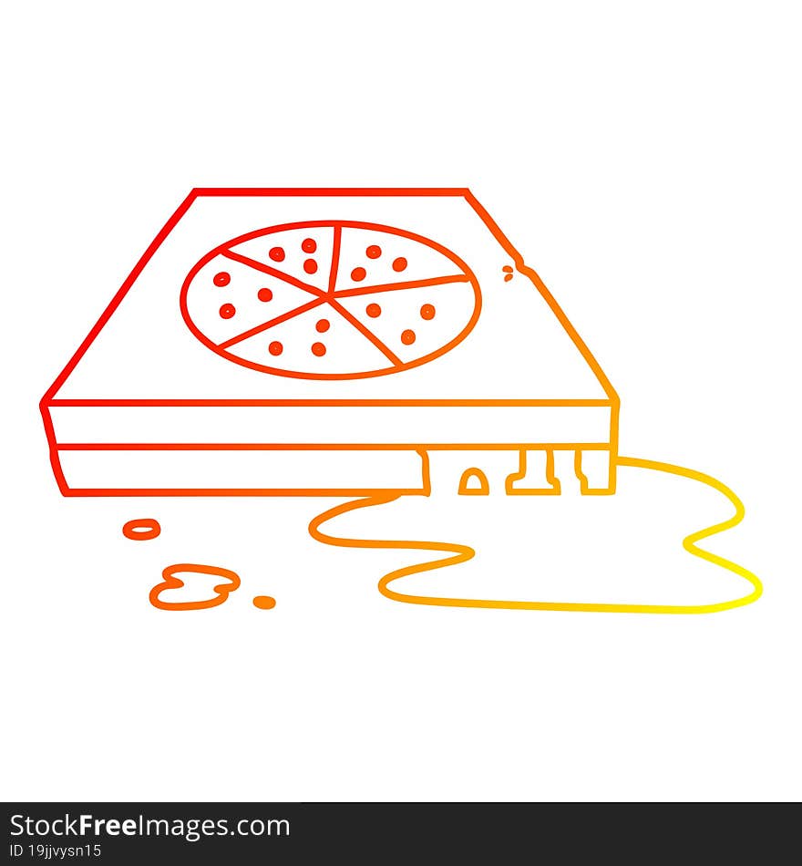 warm gradient line drawing cartoon greasy pizza