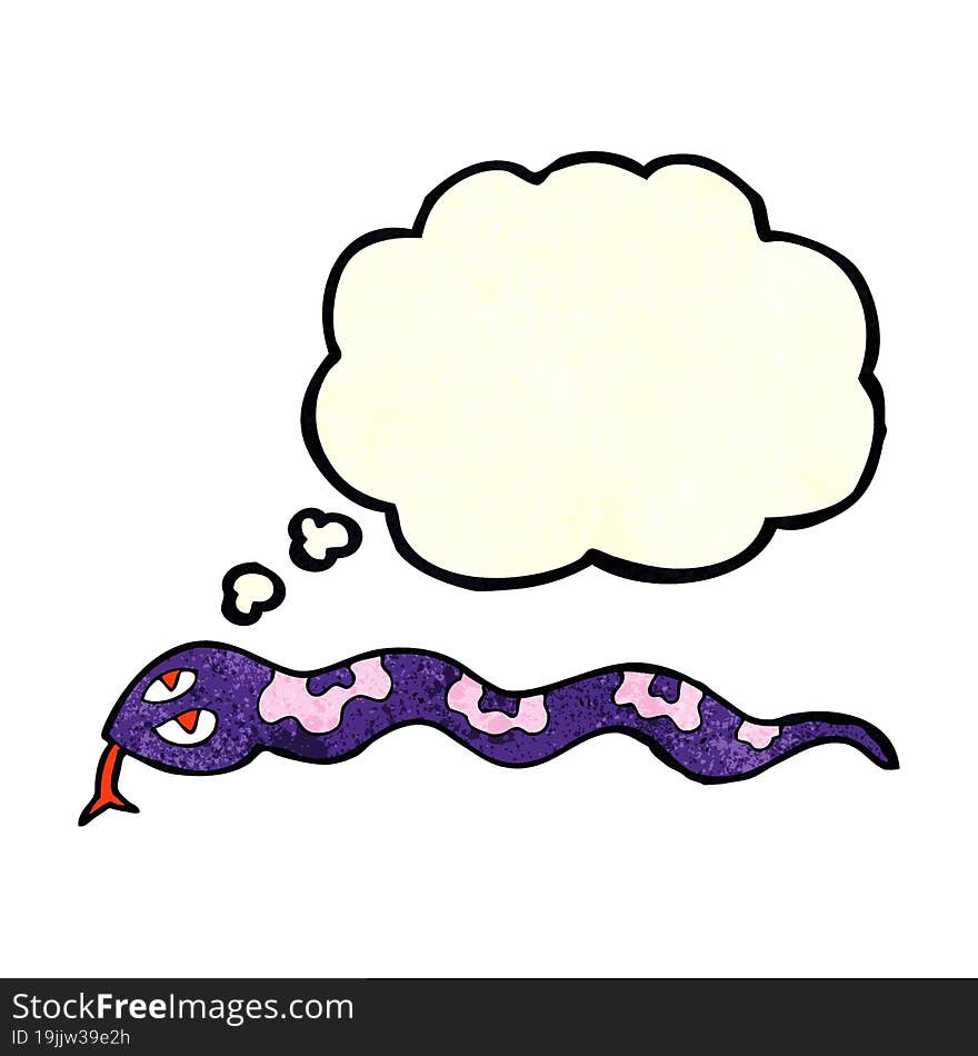 cartoon hissing snake with thought bubble