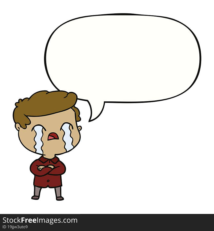 cartoon man crying and speech bubble