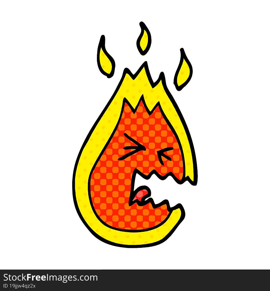 cartoon doodle hot angry flame