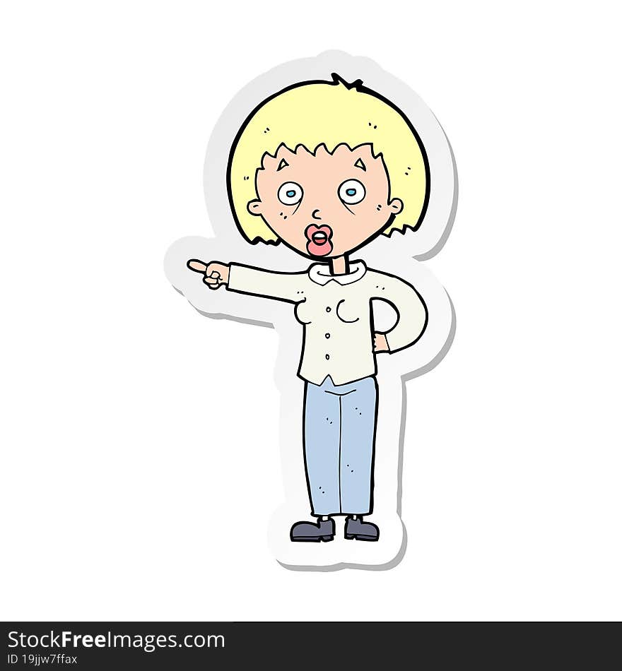 sticker of a cartoon shocked woman