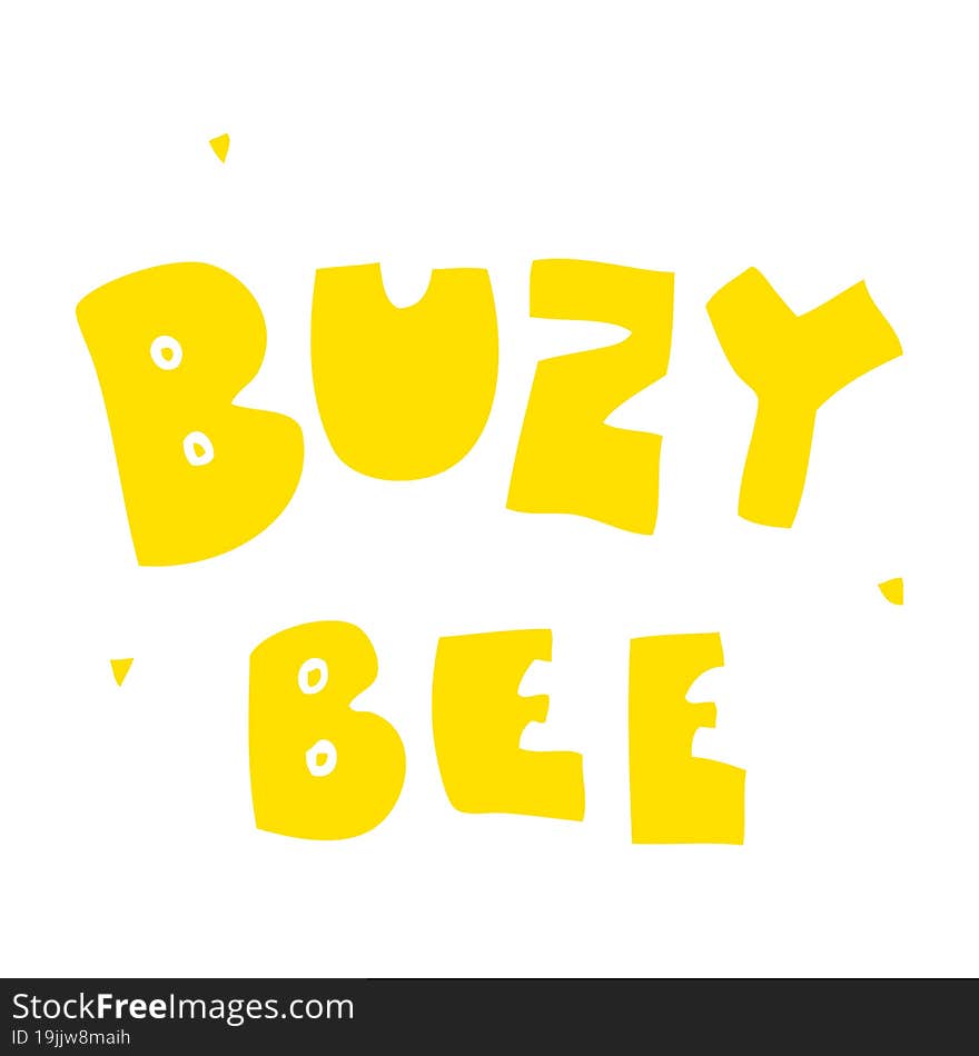 flat color illustration of a cartoon buzy bee text symbol