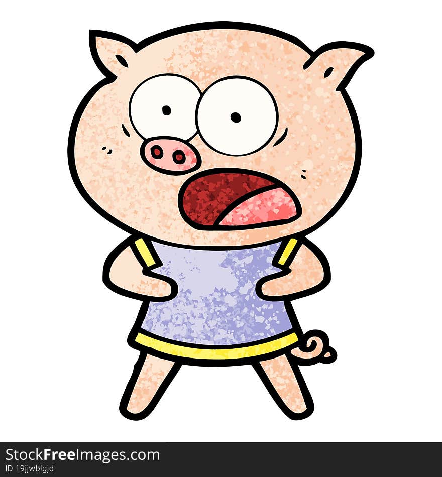 cartoon pig shouting. cartoon pig shouting