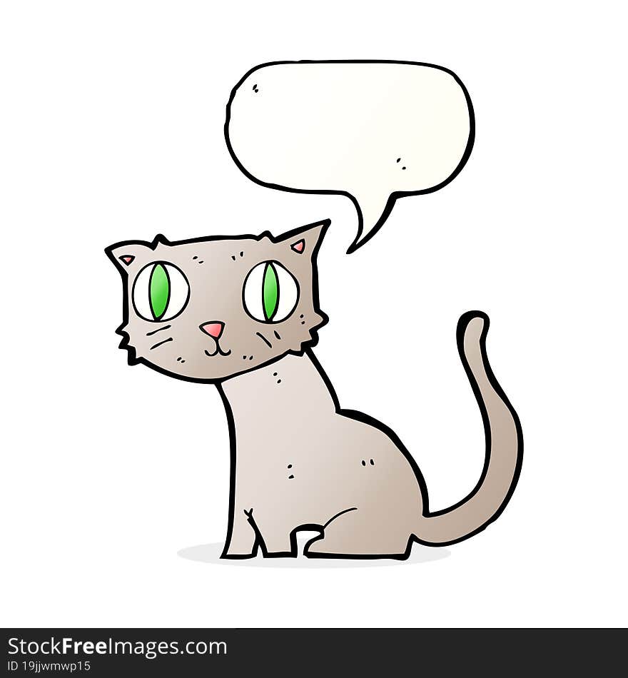 cartoon cat with speech bubble