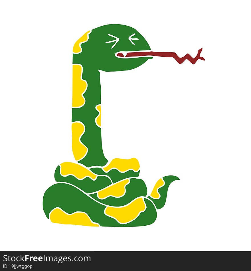 flat color style cartoon hissing snake