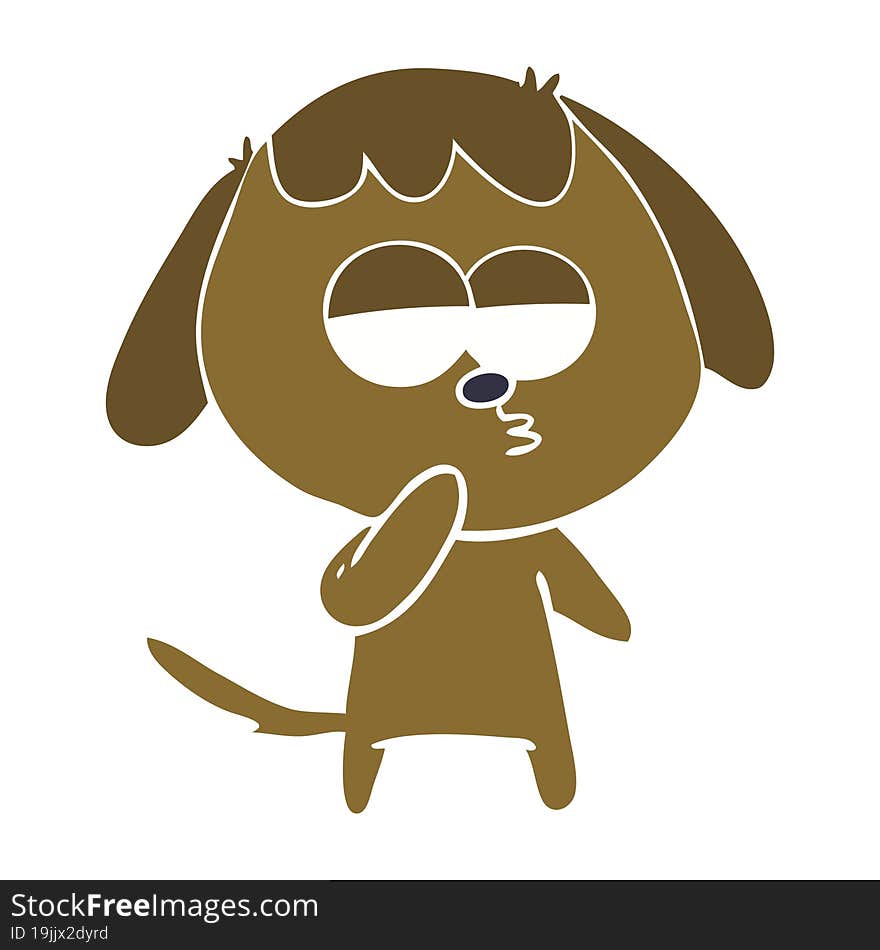 Flat Color Style Cartoon Tired Dog