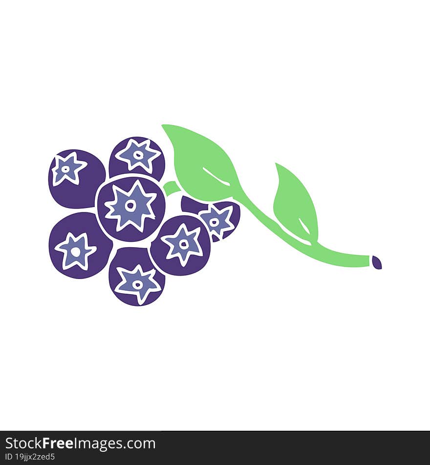 Flat Color Illustration Of A Cartoon Blueberries