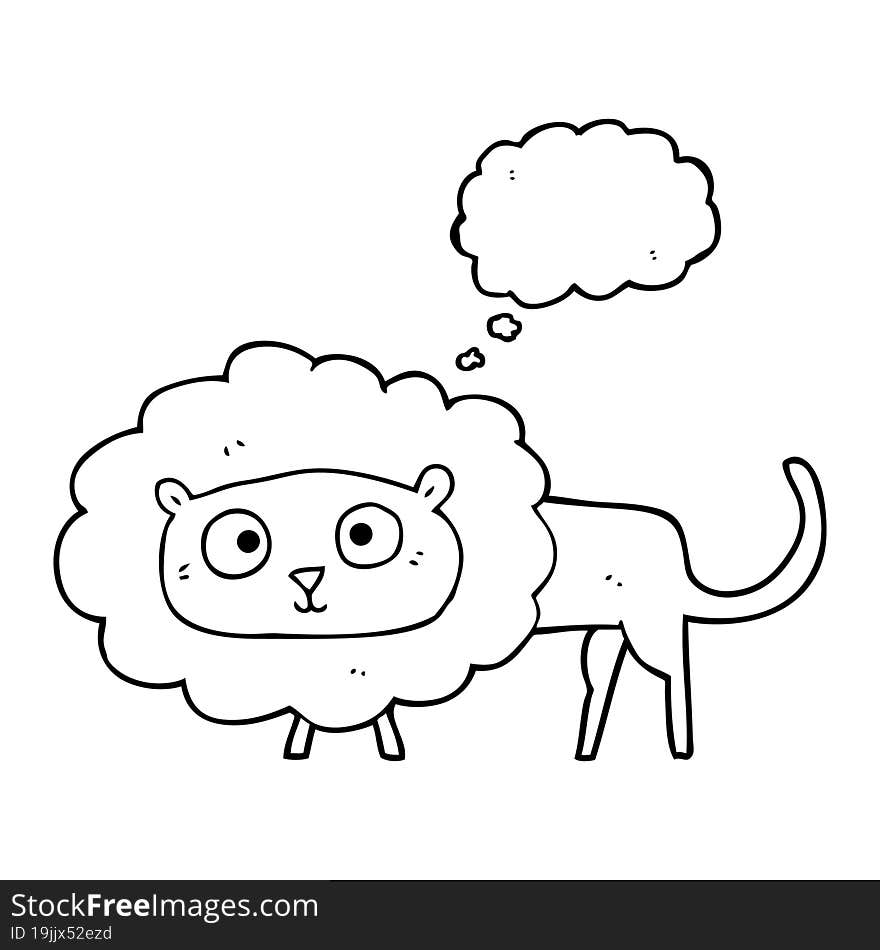 freehand drawn thought bubble cartoon lion