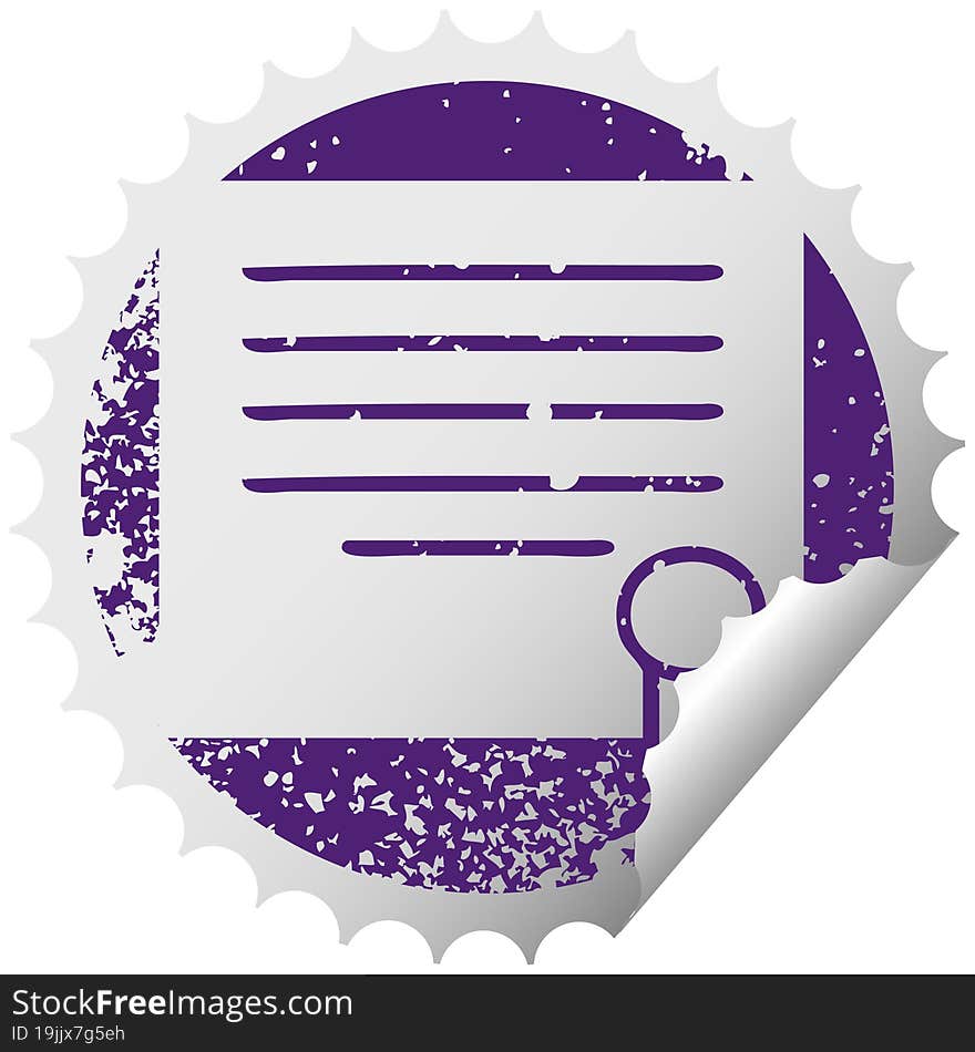 distressed circular peeling sticker symbol work diploma