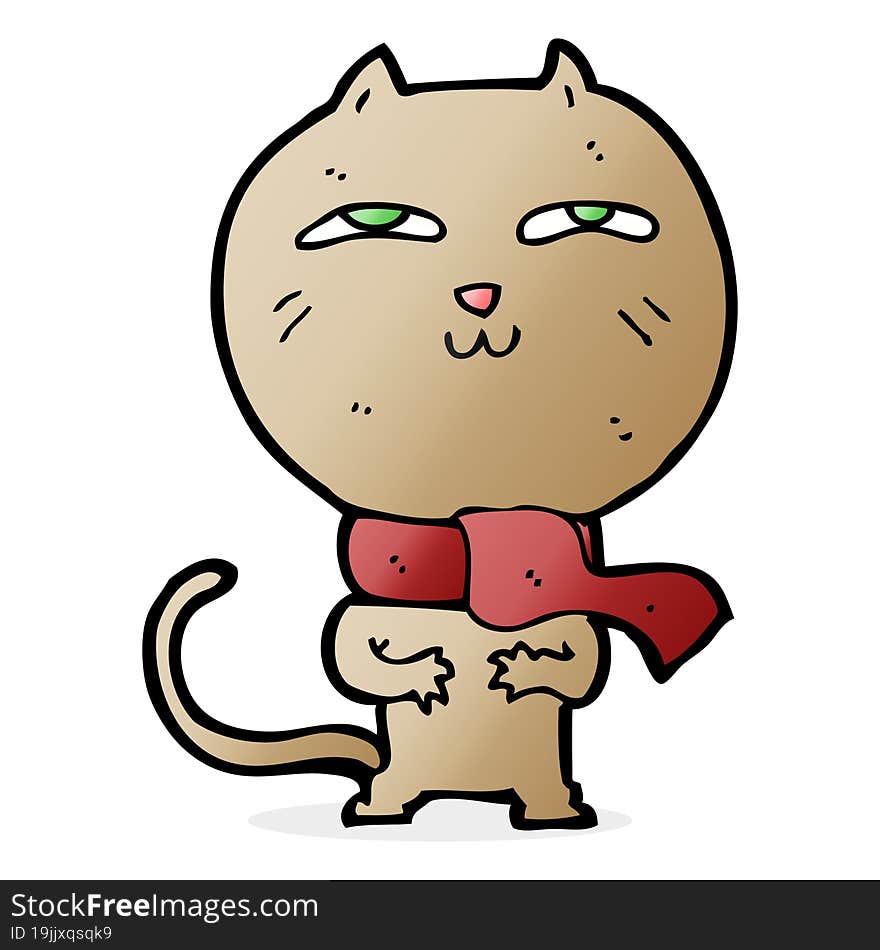 cartoon funny cat wearing scarf