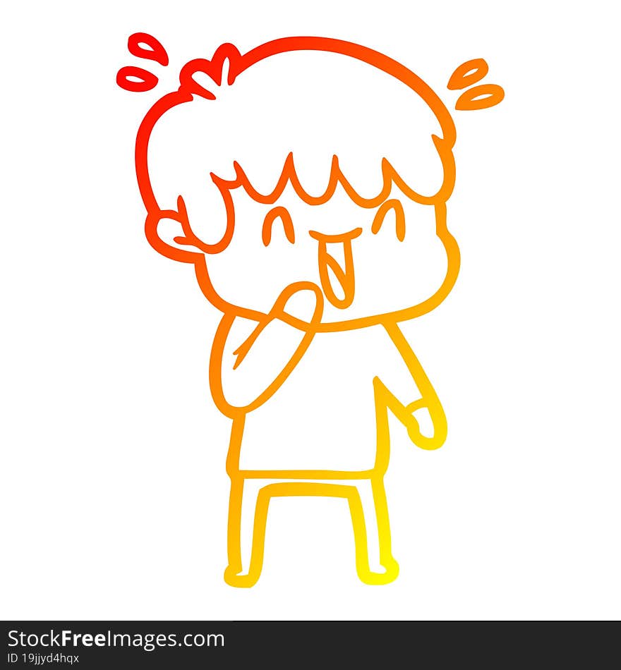 Warm Gradient Line Drawing Cartoon Laughing Boy