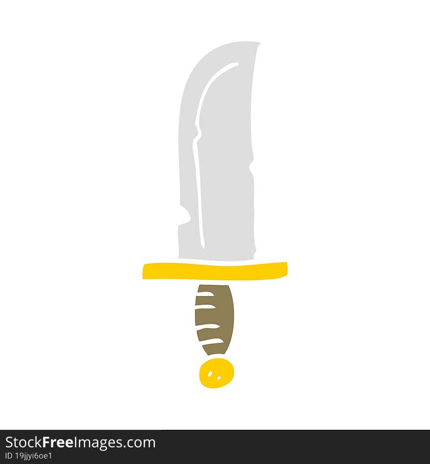 Flat Color Illustration Of A Cartoon Knife