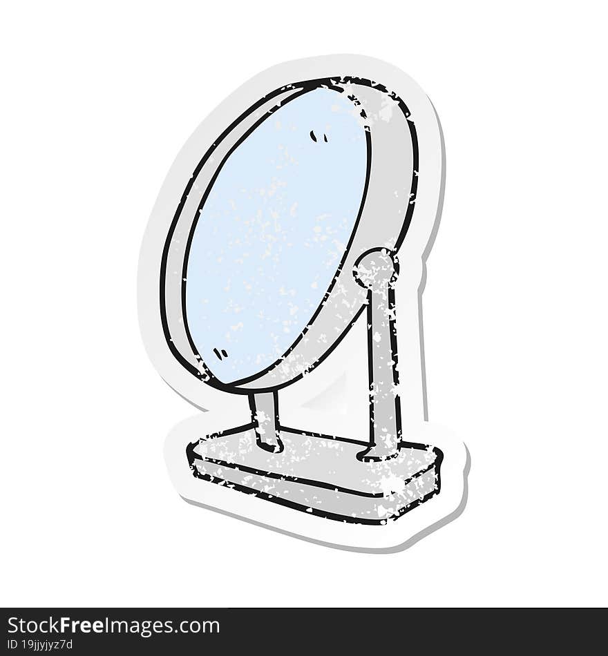 retro distressed sticker of a cartoon mirror