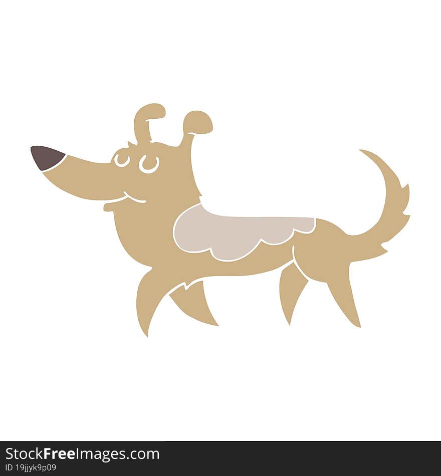 Flat Color Style Cartoon Dog