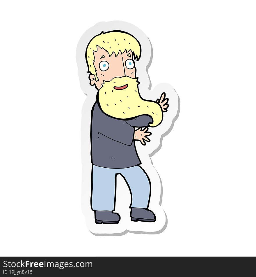 Sticker Of A Cartoon Excited Bearded Man