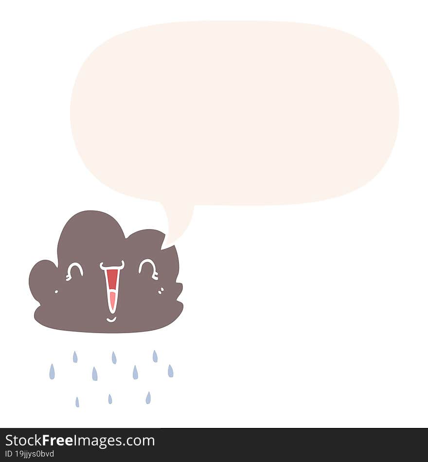 cartoon storm cloud and speech bubble in retro style