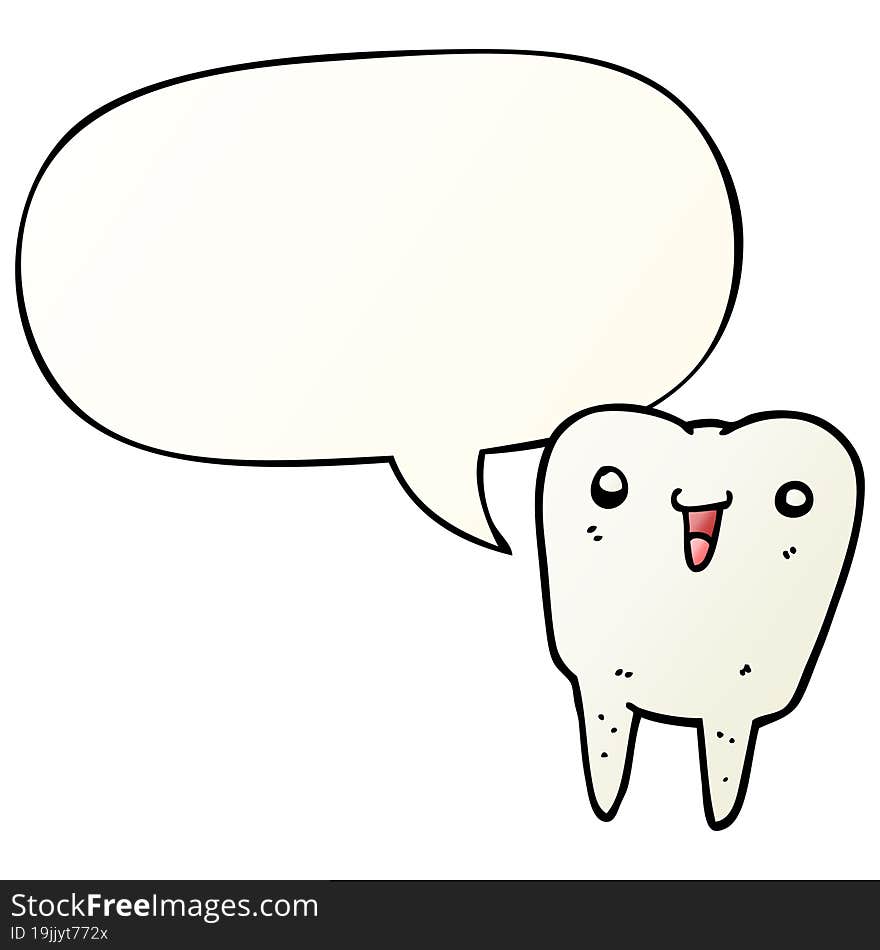 cartoon tooth and speech bubble in smooth gradient style