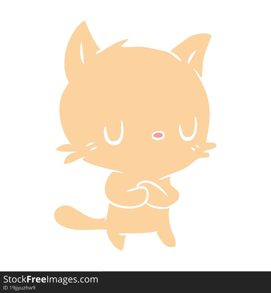 cute flat color style cartoon cat